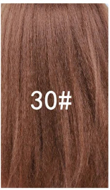 Lydia 16-Inch (40 cm) Kinky Straight Drawstring Ponytail Hairpiece – High-Volume Clip-In Kanekalon Synthetic with Curly Tail