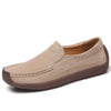 Women's Suede Leather Loafers Square Toe Slip-On Flats Comfortable Casual Apricot