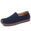 Women's Suede Leather Loafers Square Toe Slip-On Flats Comfortable Casual Apricot