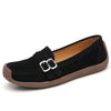 Women's Suede Leather Loafers Square Toe Slip-On Flats Comfortable Casual Apricot