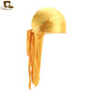 Silky Satin Durag Bandana Turban Headwrap - Long Tail Biker Headwear, One Size Fits Most