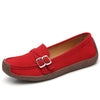 Women's Suede Leather Loafers Square Toe Slip-On Flats Comfortable Casual Apricot
