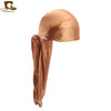 Silky Satin Durag Bandana Turban Headwrap - Long Tail Biker Headwear, One Size Fits Most