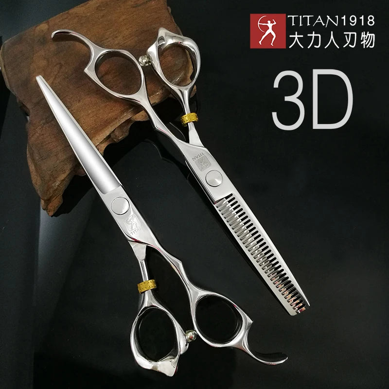 TITAN 3D Professional Barber Hairdressing Shears 6.0 in (15 cm) Japan 440C Stainless Steel