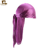 Silky Satin Durag Bandana Turban Headwrap - Long Tail Biker Headwear, One Size Fits Most