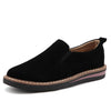 Women's Suede Leather Loafers Square Toe Slip-On Flats Comfortable Casual Apricot