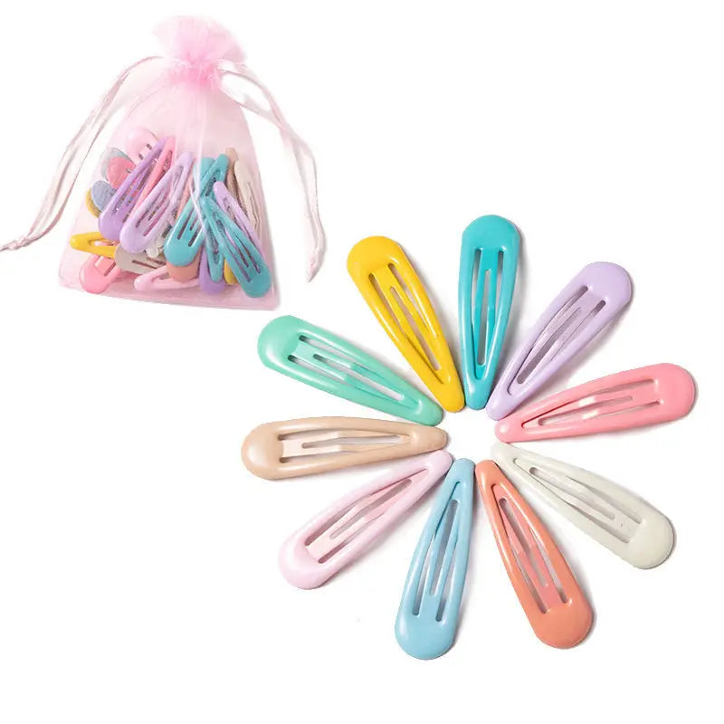 10/20/30/40-Pack Colorful Waterdrop Hairpins for Girls – Cute Kids Hair Clips Barrettes