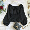 Off-Shoulder White Chiffon Blouse with Ruffles & Puff Sleeves - Elegant Women's Office Top