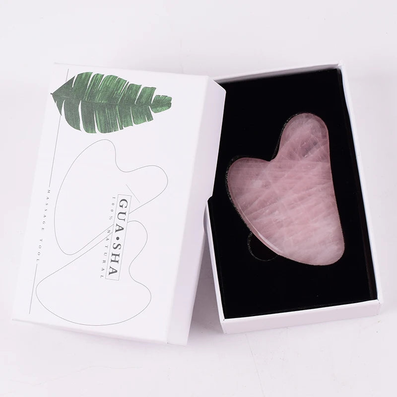 Rose Quartz Gua Sha Facial Massage Tool – Natural Crystal Face Sculpting for Anti-Aging & Neck Slimming