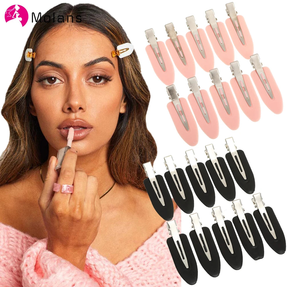 Molans 10-Pack No-Bend Seamless Hair Clips Set - Side Bangs Barrettes for Makeup, Face Washing & Styling