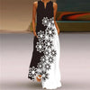 Vintage Print V-Neck Sleeveless Maxi Sundress – Elegant Long Summer Dress for Women