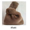 Large Faux Mink Fur Handbag – Plush Corduroy Tote for Women, Warm Fluffy Luxury Purse (35 x 30 cm / 13.8 x 11.8 in)