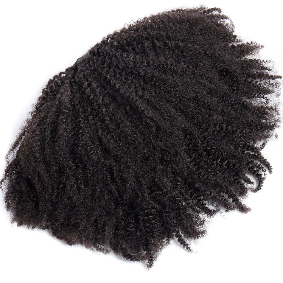 Afro Kinky Curly Clip-In Drawstring Ponytail - Brazilian Remy Human Hair Extensions, 100g