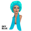 Satin Sleep Bonnet with Headband 11-Inch (28 cm) Extra-Large Silk-Lined Night Cap for Women & Kids