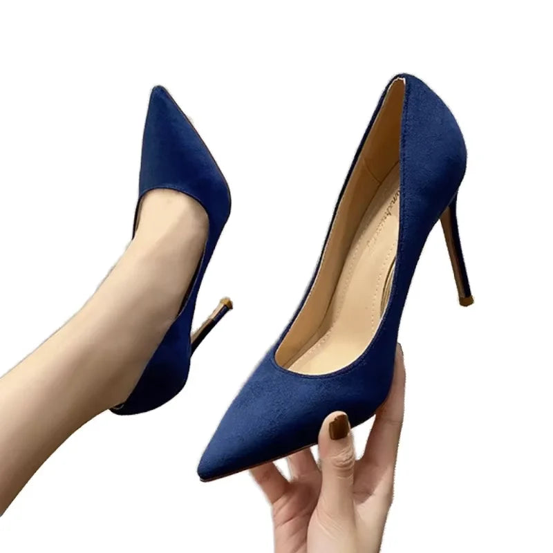 Women's Suede Pointed Toe Stiletto Heels — Slim Office Pumps (6cm / 2.4in, 8cm / 3.1in, 10cm / 3.9in)