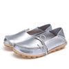 Colorful Split Leather Women's Loafers – Ballet Round Toe Slip-On Flats, PU Insole Casual Shoes, Plus Size 44