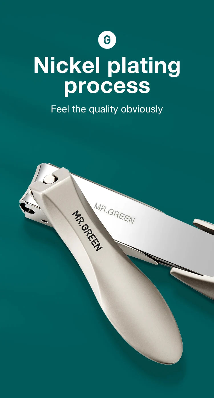 MR.GREEN Anti-Splash Stainless Steel Nail Clippers – Ergonomic Bionic Design Fingernail & Toenail Trimmer