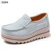 Women's Winter Cow Suede Loafers — Plush Wool-Lined Platform Moccasins, Warm Slip-On Flats