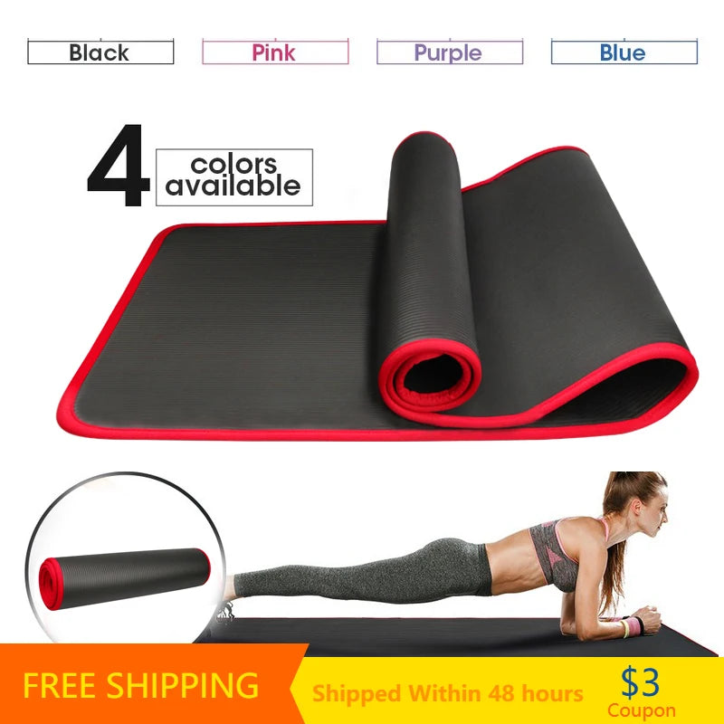 YECOKISO 10mm Extra Thick Yoga Mat - 72 x 24 in (183 x 61 cm) TPE Non-Slip Odor-Free Exercise & Pilates Mat with Carry Strap