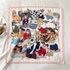 Polyester Satin-Look Square Scarf 70 x 70 cm (27.6 x 27.6 in), Cat Print Headscarf, Neck Wrap, Bandana for Women
