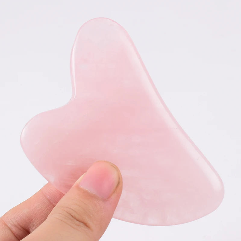 Rose Quartz Gua Sha Facial Massage Tool – Natural Crystal Face Sculpting for Anti-Aging & Neck Slimming