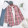 YEOIN Women's Flannel Plaid Shirt - Loose Casual Cotton-Blend Long Sleeve Blouse