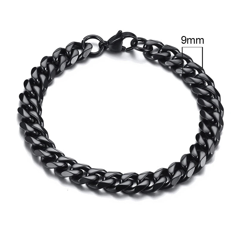 Stainless Steel Cuban (Miami Curb) Bracelet — Chunky 3–11mm Width | 7.1/8.3/9.1 in (18/21/23 cm) Unisex