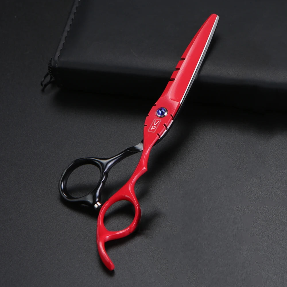 6.0 Inch (15.2 cm) Professional Japanese 440C Hairdressing Scissors Set – 28-Tooth Thinning Shears, Adjustable Ergonomic Salon Barber