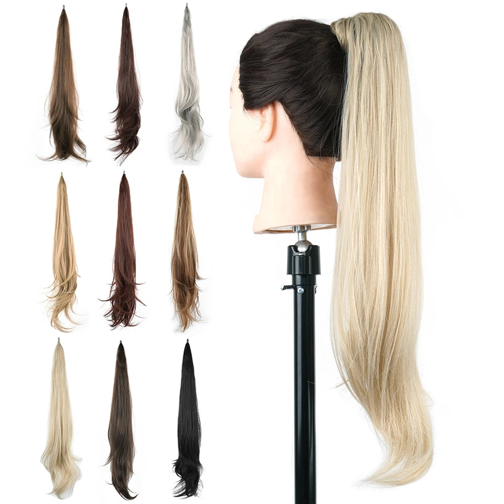 Soowee 32in (81 cm) Long Layered Clip-In Ponytail Extension, Blonde Heat-Resistant Synthetic Hairpiece