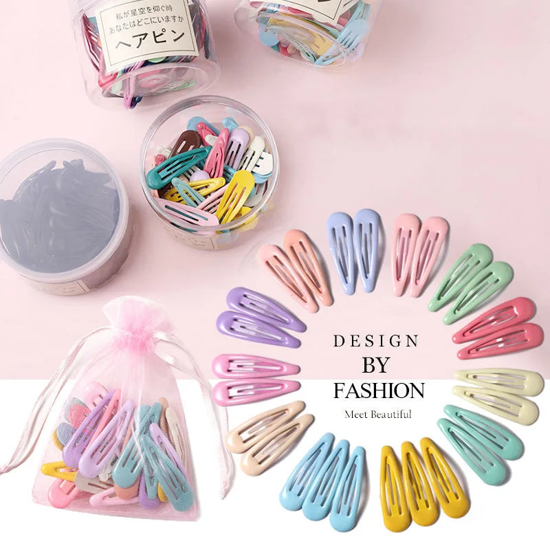 10/20/30/40-Pack Colorful Waterdrop Hairpins for Girls – Cute Kids Hair Clips Barrettes