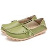 Colorful Split Leather Women's Loafers – Ballet Round Toe Slip-On Flats, PU Insole Casual Shoes, Plus Size 44
