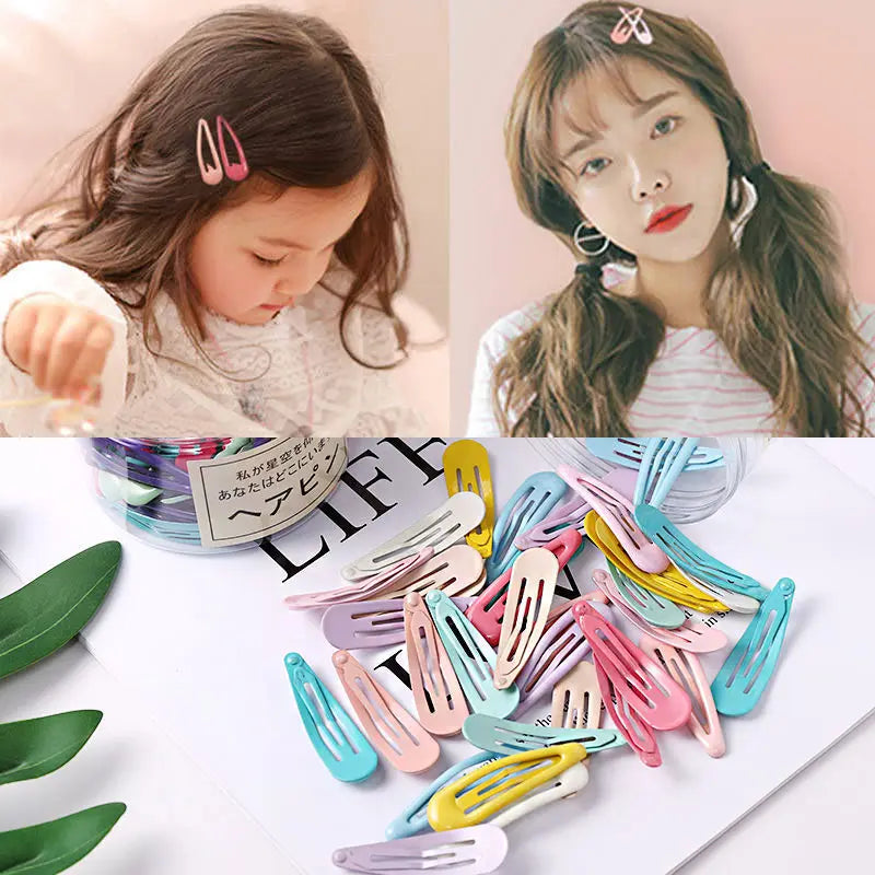 10/20/30/40-Pack Colorful Waterdrop Hairpins for Girls – Cute Kids Hair Clips Barrettes