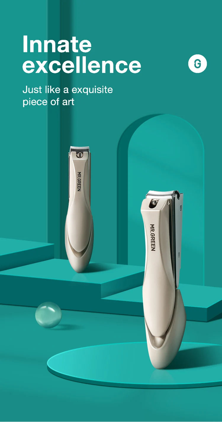 MR.GREEN Anti-Splash Stainless Steel Nail Clippers – Ergonomic Bionic Design Fingernail & Toenail Trimmer