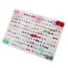 100-Pair Acrylic Crystal Stud Earrings Set – Hearts, Stars, Moons, Flowers & Animal Designs for Women & Girls