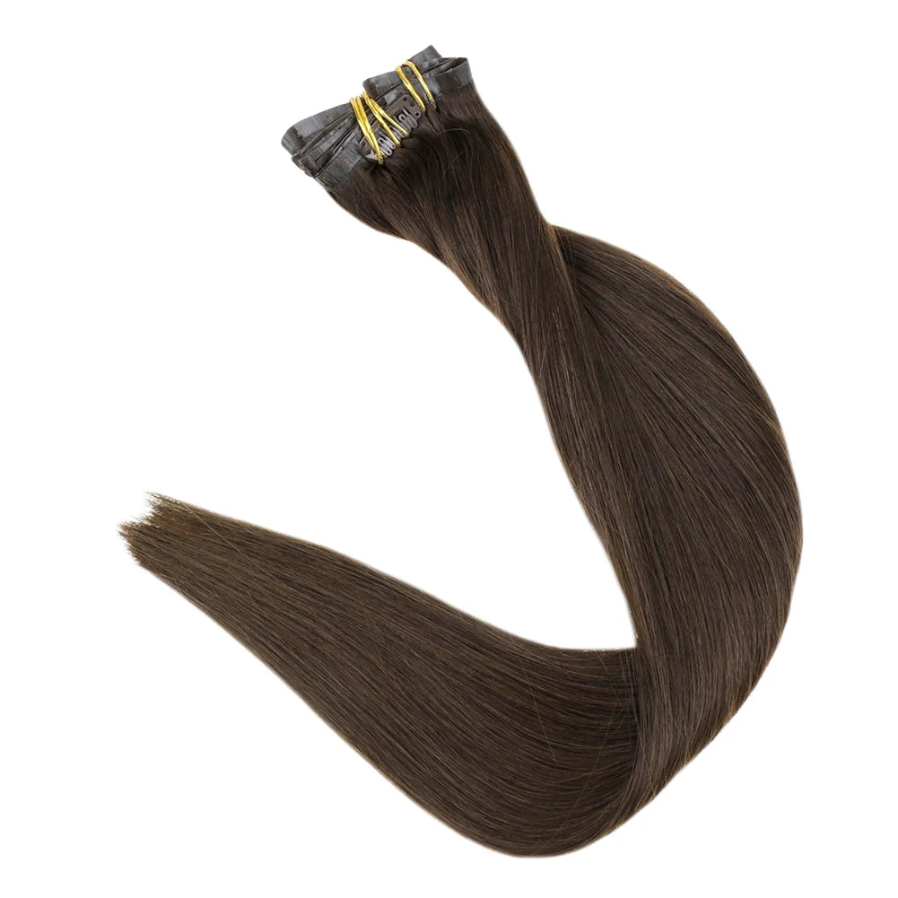 Full Shine Ombre Blonde Remy Clip-In Hair Extensions — 8-Piece Set, 16–22 in (40–56 cm) Seamless PU Weft