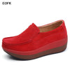 Women's Winter Cow Suede Loafers — Plush Wool-Lined Platform Moccasins, Warm Slip-On Flats
