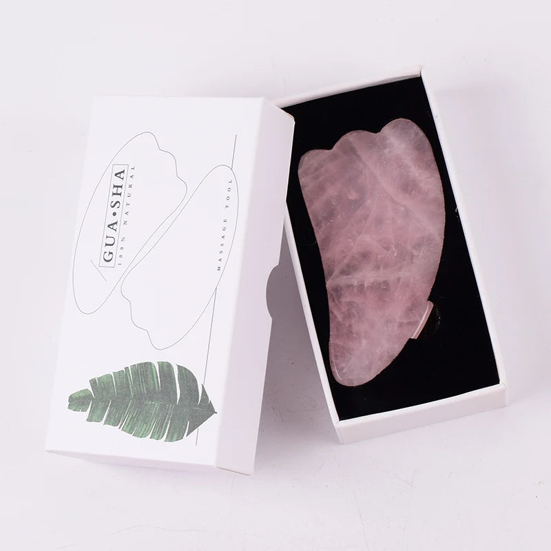 Rose Quartz Gua Sha Facial Massage Tool – Natural Crystal Face Sculpting for Anti-Aging & Neck Slimming