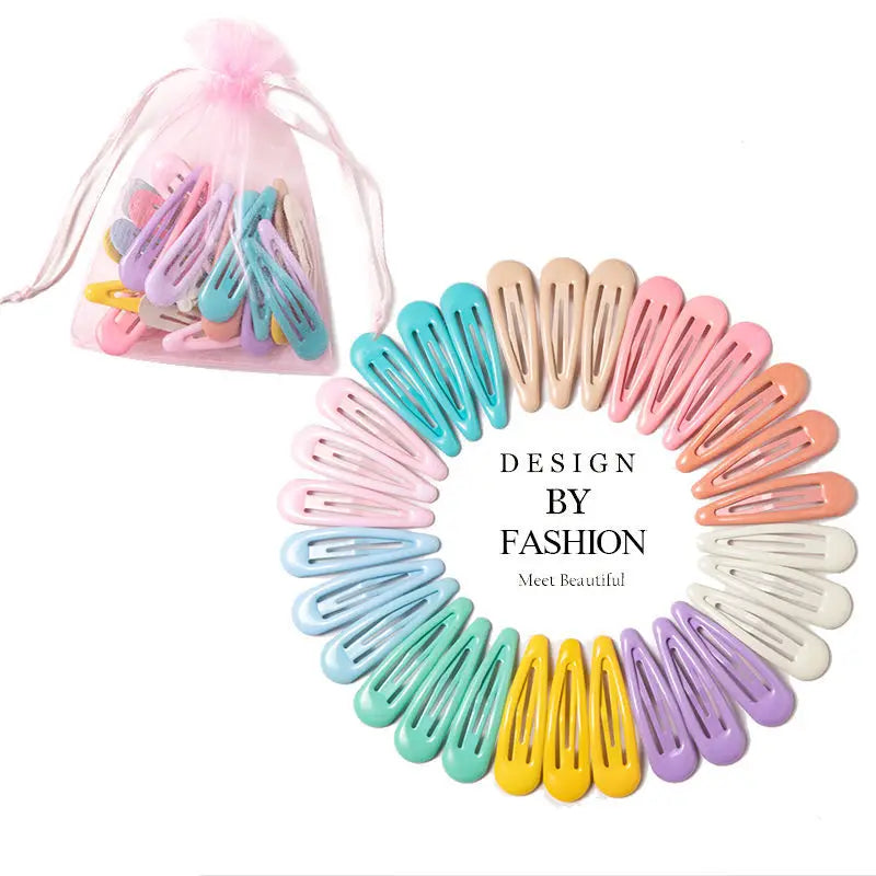 10/20/30/40-Pack Colorful Waterdrop Hairpins for Girls – Cute Kids Hair Clips Barrettes