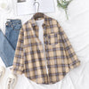 Loose Women's Plaid Shirt – College Style Long-Sleeve Checked Blouse, Casual Loose-Fit Top