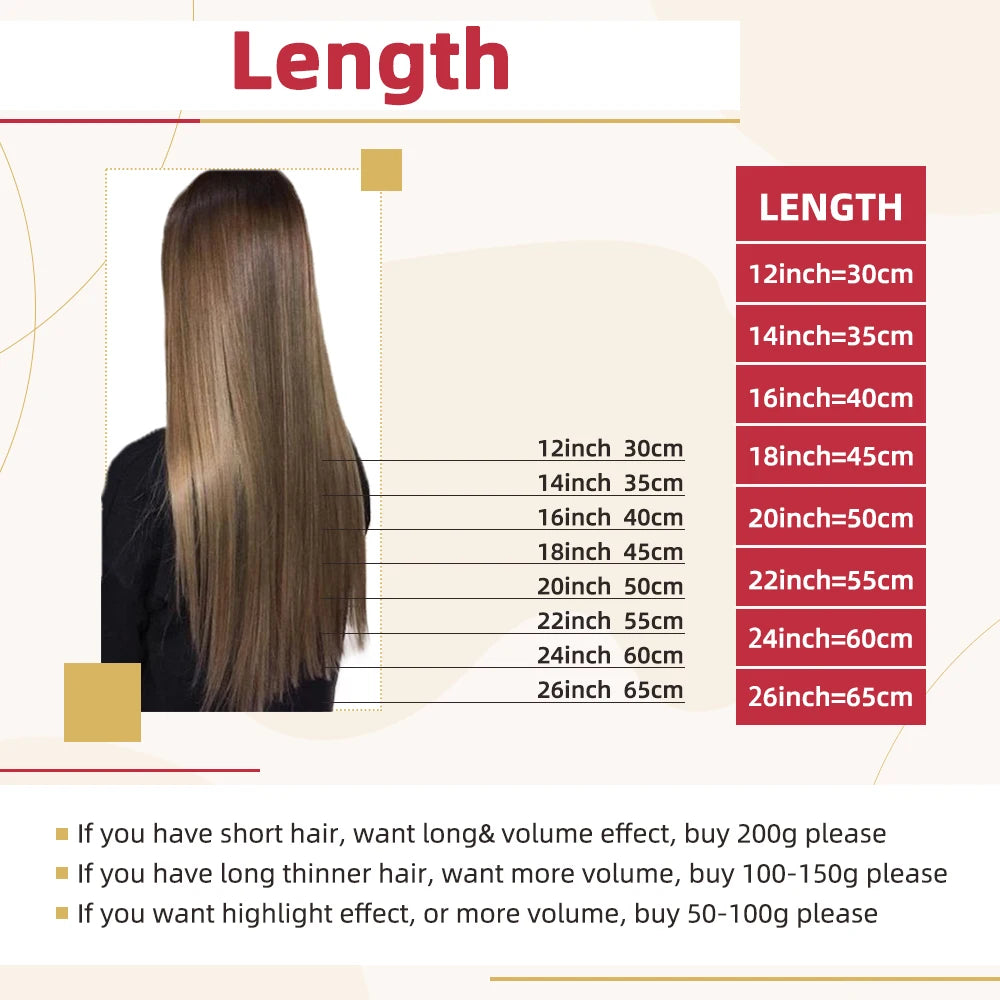 Moresoo Brazilian Remy Clip-In Human Hair Extensions – Straight 5PC or 7PC Set, 10–24 in (25–61 cm)