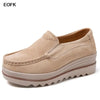 Women's Winter Cow Suede Loafers — Plush Wool-Lined Platform Moccasins, Warm Slip-On Flats