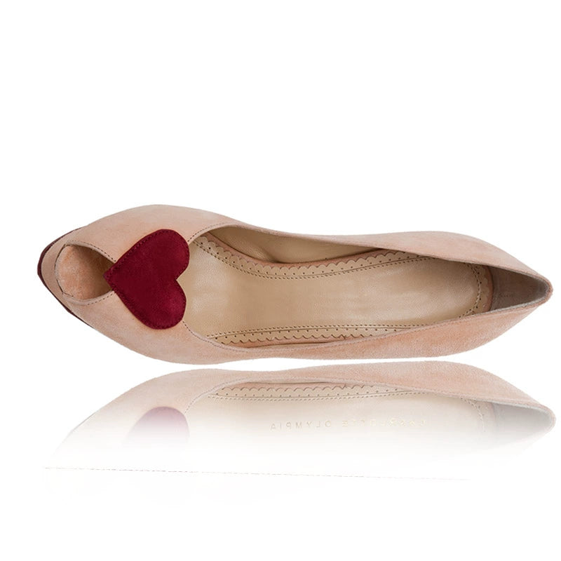 Women’s Suede Peep-Toe Low-Ankle Heels — Floral One-Strap Wedding Sandals, 2-3.1 in (5-8 cm) Heel