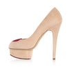 Women’s Suede Peep-Toe Low-Ankle Heels — Floral One-Strap Wedding Sandals, 2-3.1 in (5-8 cm) Heel