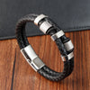 Braided Leather Rope Bracelet with Stainless Steel Magnetic Clasp, Unisex Charm Bangle — 21 cm (8.3 in)