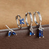 4-Piece Cubic Zirconia Flower Hoop Earrings Set - 18K Gold Plated Stainless Steel, 8 mm (0.31 in) Hoops for Women