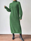 Winter Turtleneck Knit Midi Dress for Women – Long Sleeve Slim A-Line Sweater Dress