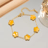 316L Stainless Steel Lucky Five-Petal Flower Bracelet for Women Plum Blossom Five-Leaf Clover Charm