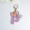 Sequin Letter Keychain with Tassel & Butterfly Charm – Initial A-Z Resin Keyring for Women, Bag & Car (55mm / 2.2 in)