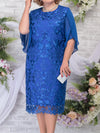 Plus Size Embroidered Floral Mother of the Bride Midi Dress, Summer Bridesmaid & Party Dress