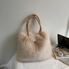 Faux Fur Shoulder Bag for Women, Plush Winter Underarm Handbag — Soft Warm Designer-Style Purse